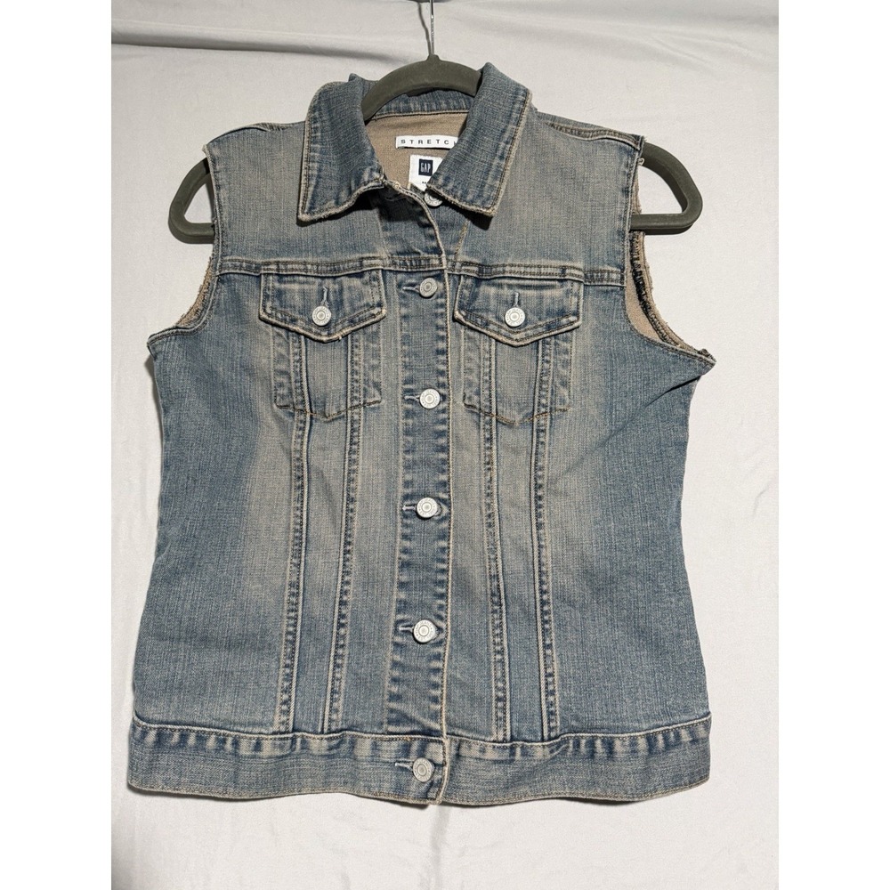 GAP denim jean button‎ up sleeveless vest, unisex medium